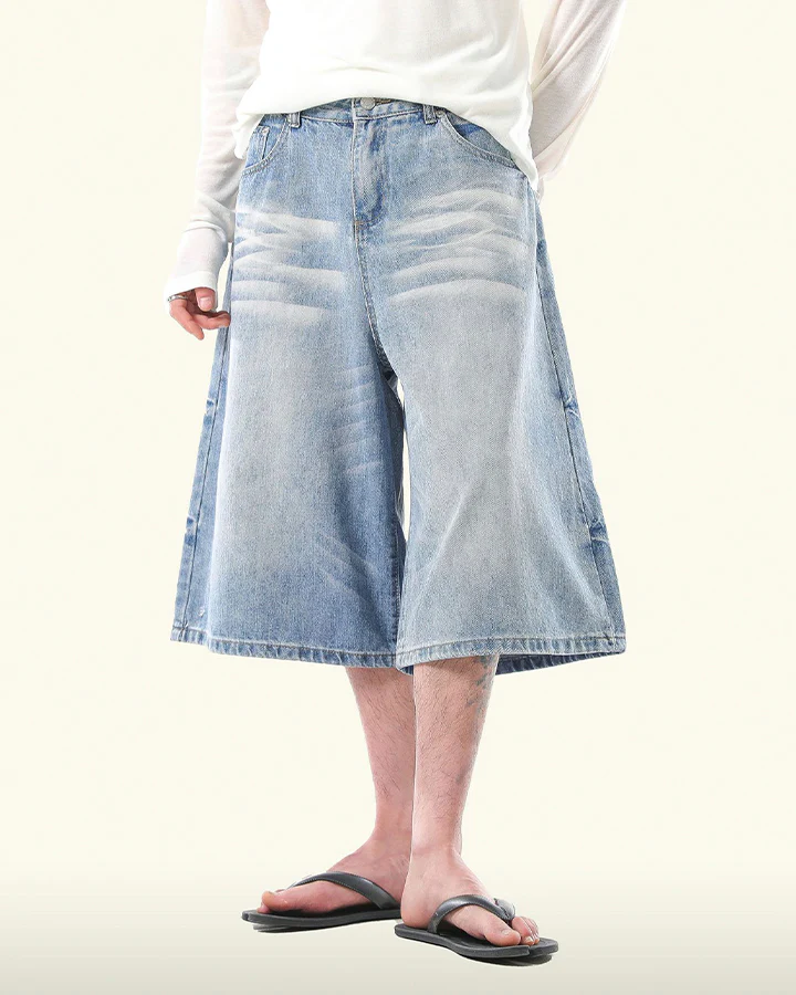 Vintage Washed Split Hem 7/10 Denim Pants - Image 6