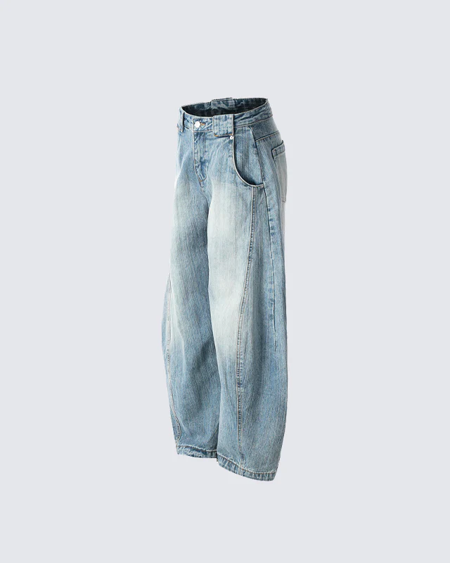 Vintage Washed Wide-Leg Denim Jeans - Image 3