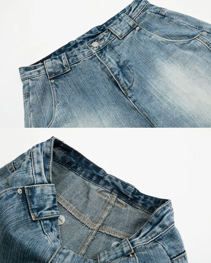 Vintage Washed Wide-Leg Denim Jeans - Image 4