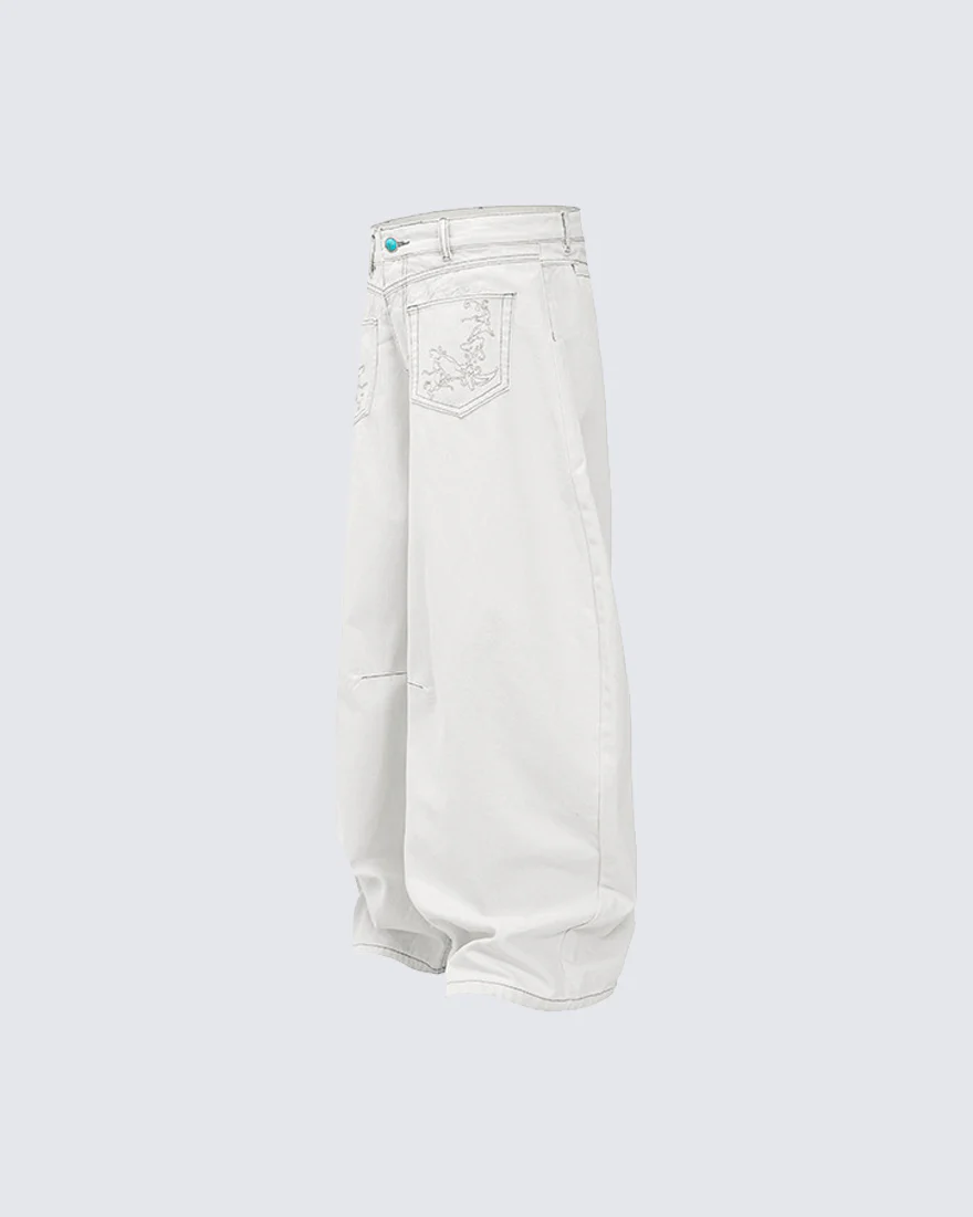 Vintage Washed Wide-Leg Denim Pants - Image 10