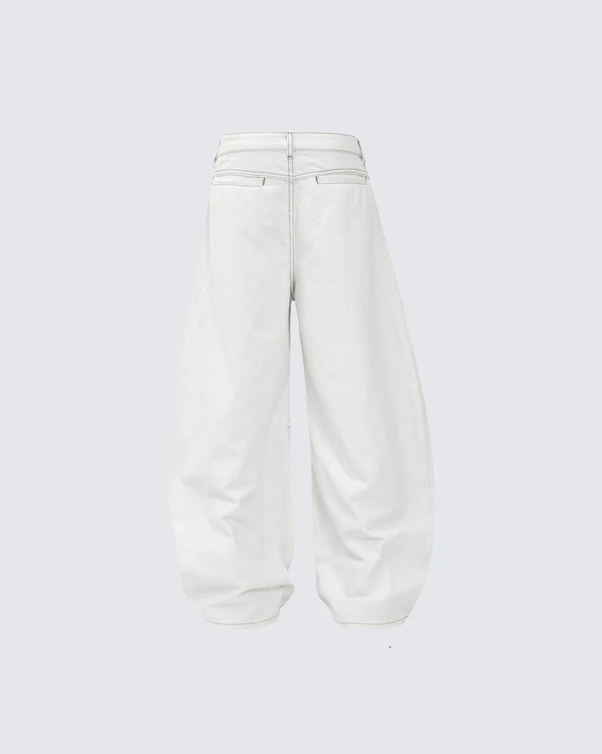 Vintage Washed Wide-Leg Denim Pants - Image 3
