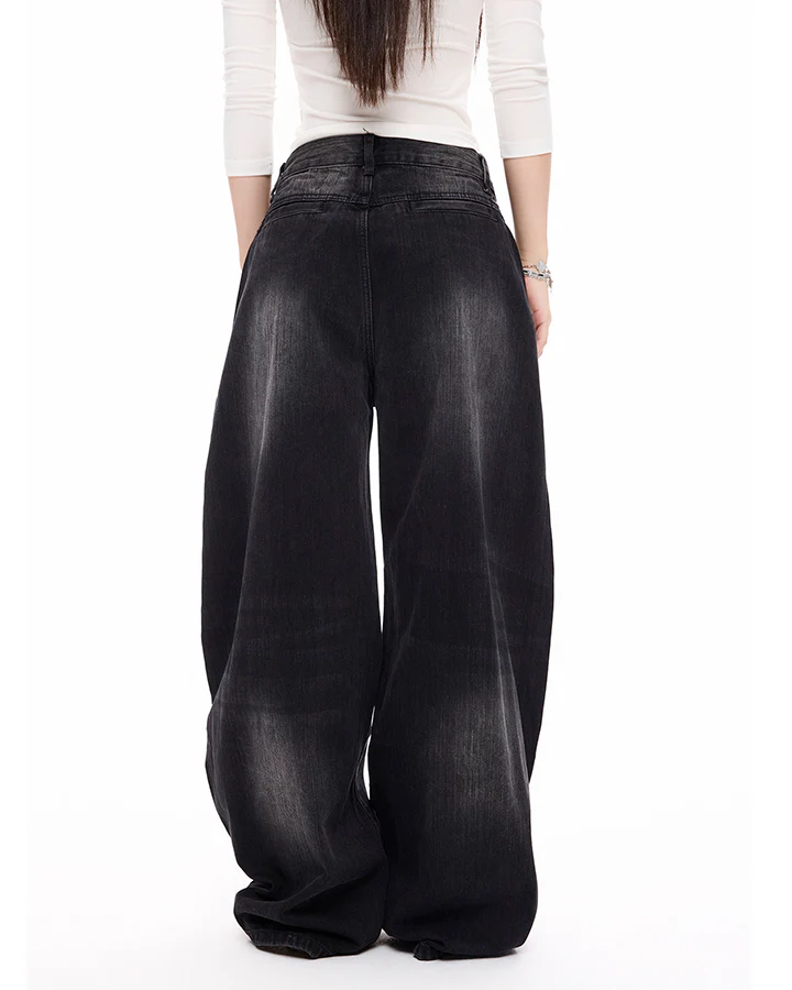 Vintage Washed Wide-Leg Denim Pants - Image 6