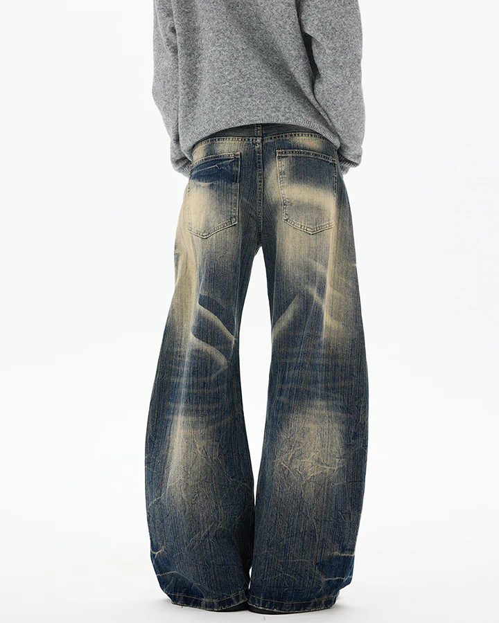 Vintage Washed Wide-Leg Denim Pants - Image 5
