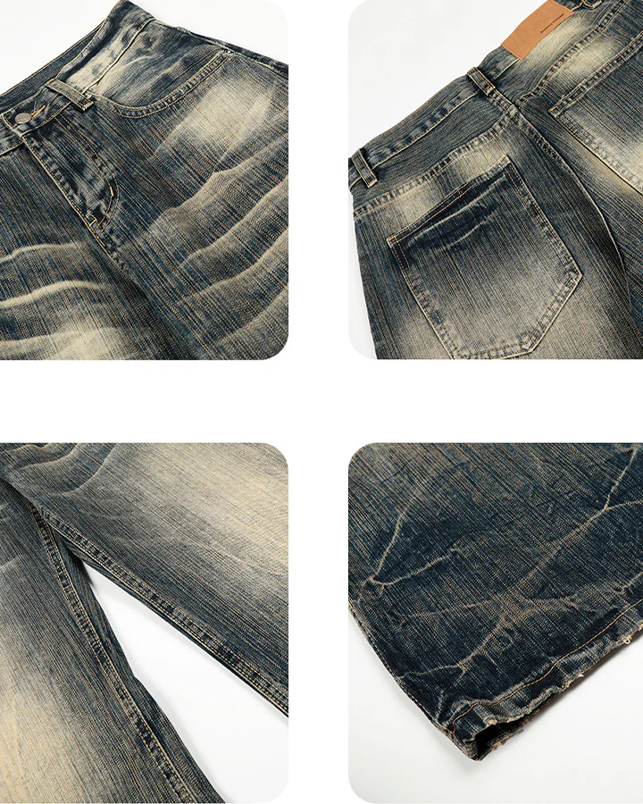 Vintage Washed Wide-Leg Denim Pants - Image 8