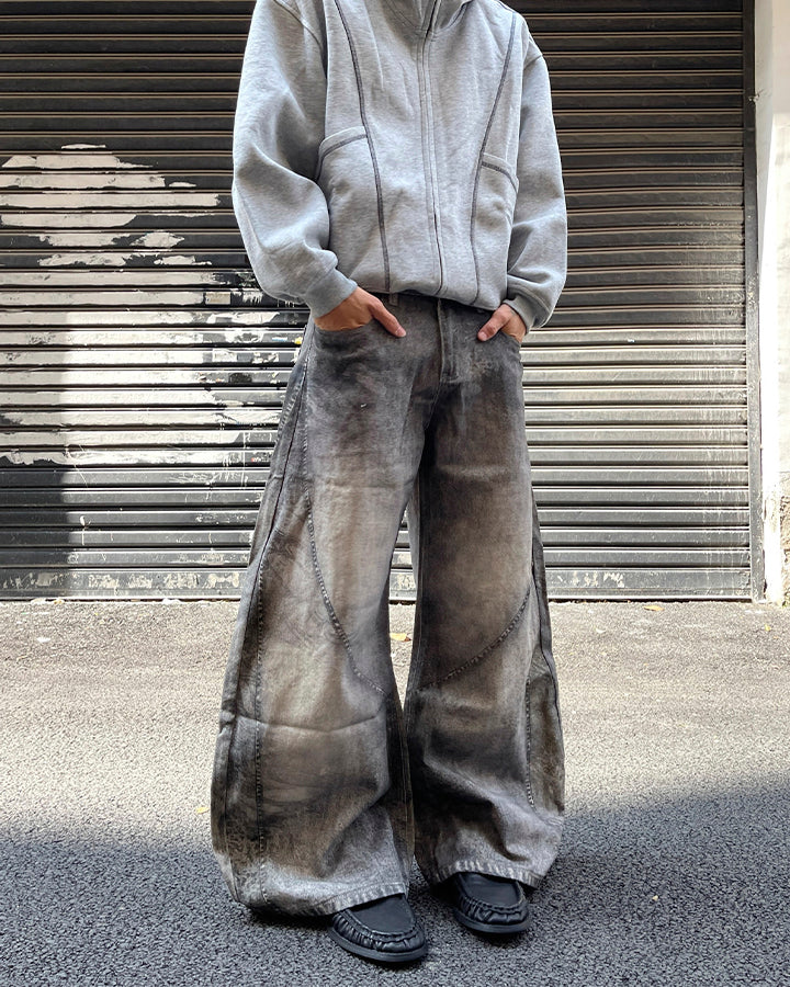 Vintage Washed Wide-Leg Jeans - Image 2