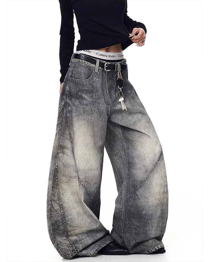 Vintage Washed Wide-Leg Jeans - Image 6