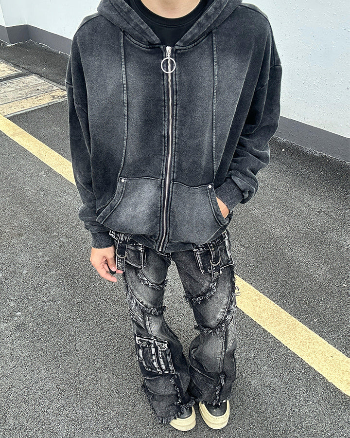 Vintage Washed Zip Hooded Sweatshirt - Image 2