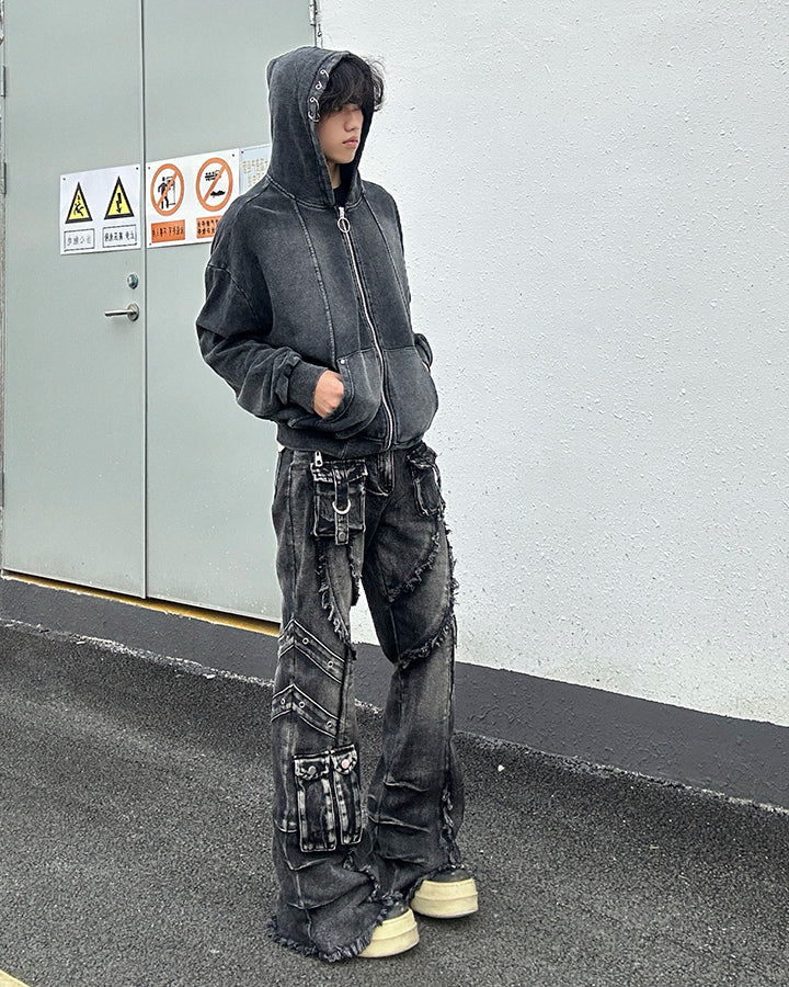 Vintage Washed Zip Hooded Sweatshirt - Image 3