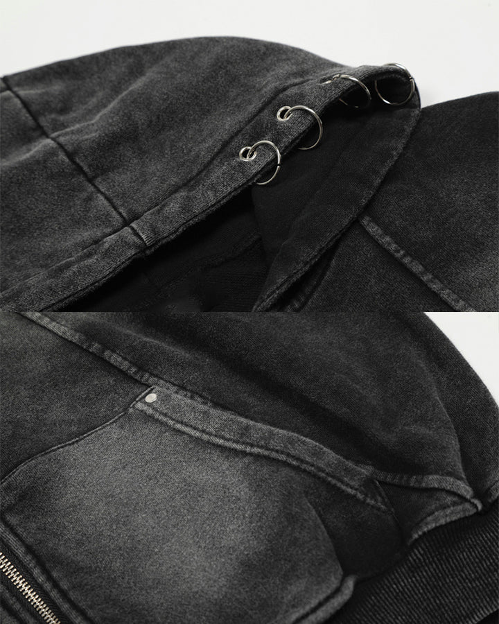 Vintage Washed Zip Hooded Sweatshirt - Image 6