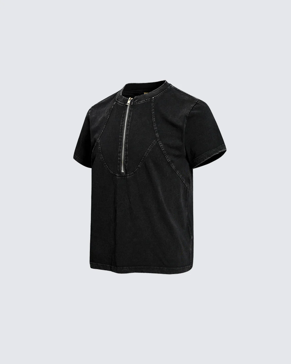 Vintage Washed Zip Panel T-Shirt - Image 3