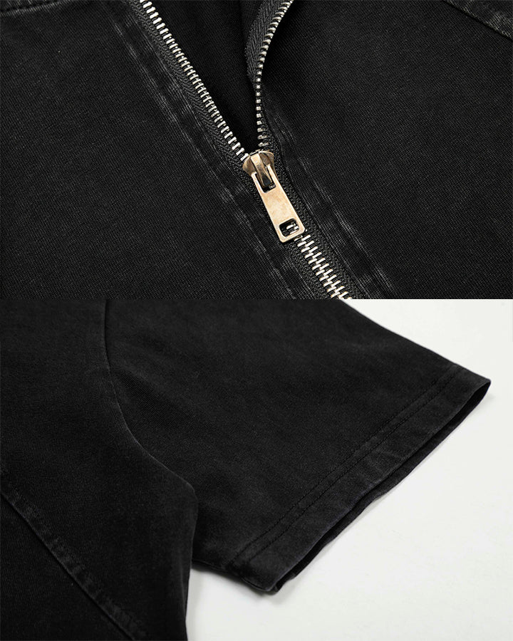 Vintage Washed Zip Panel T-Shirt - Image 6