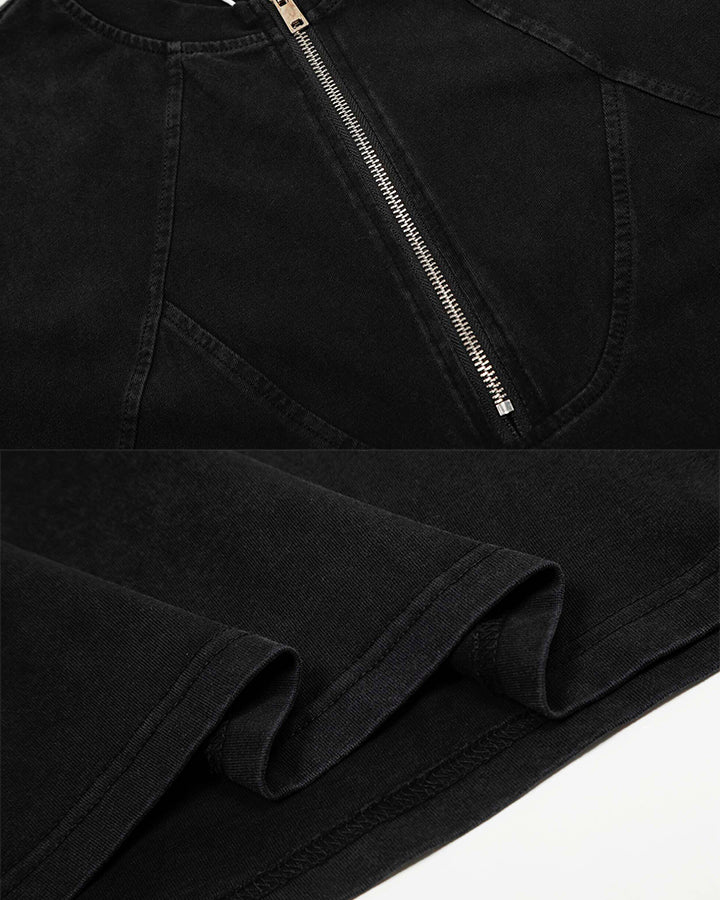 Vintage Washed Zip Panel T-Shirt - Image 7