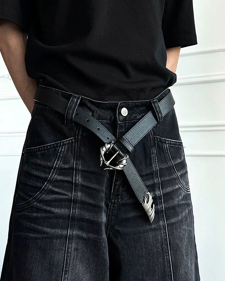 Vintage Wave Design PU Belt with Alloy Buckle - Image 3