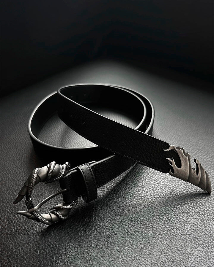 Vintage Wave Design PU Belt with Alloy Buckle - Image 4