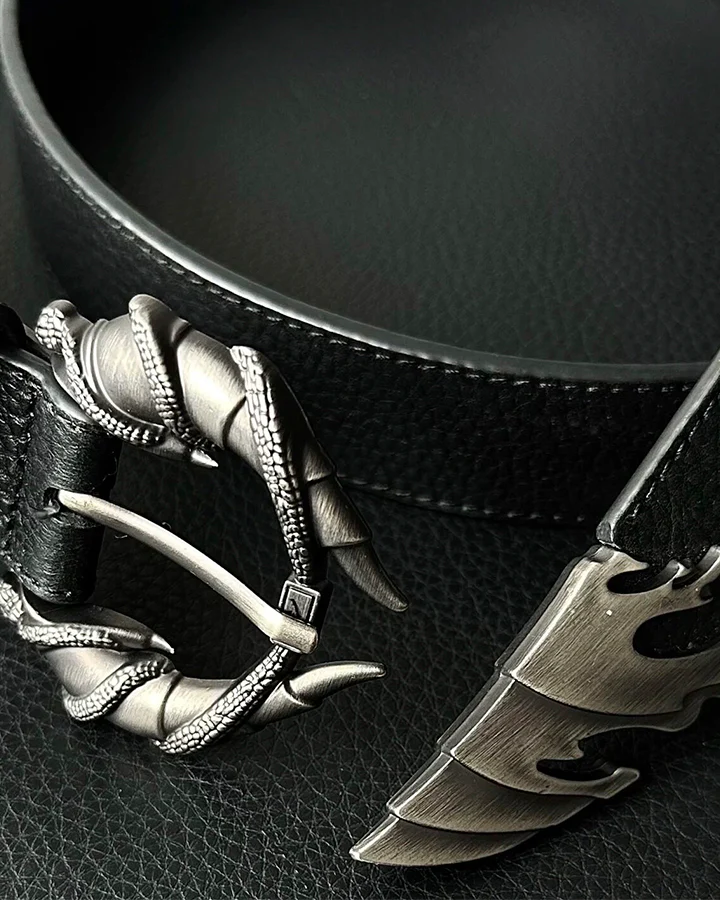 Vintage Wave Design PU Belt with Alloy Buckle - Image 5