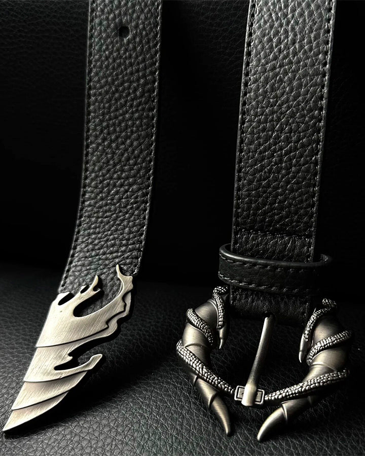Vintage Wave Design PU Belt with Alloy Buckle - Image 6