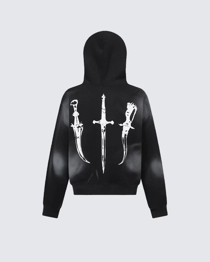 Vintage Zipper Faux Fur Hoodie - Image 9