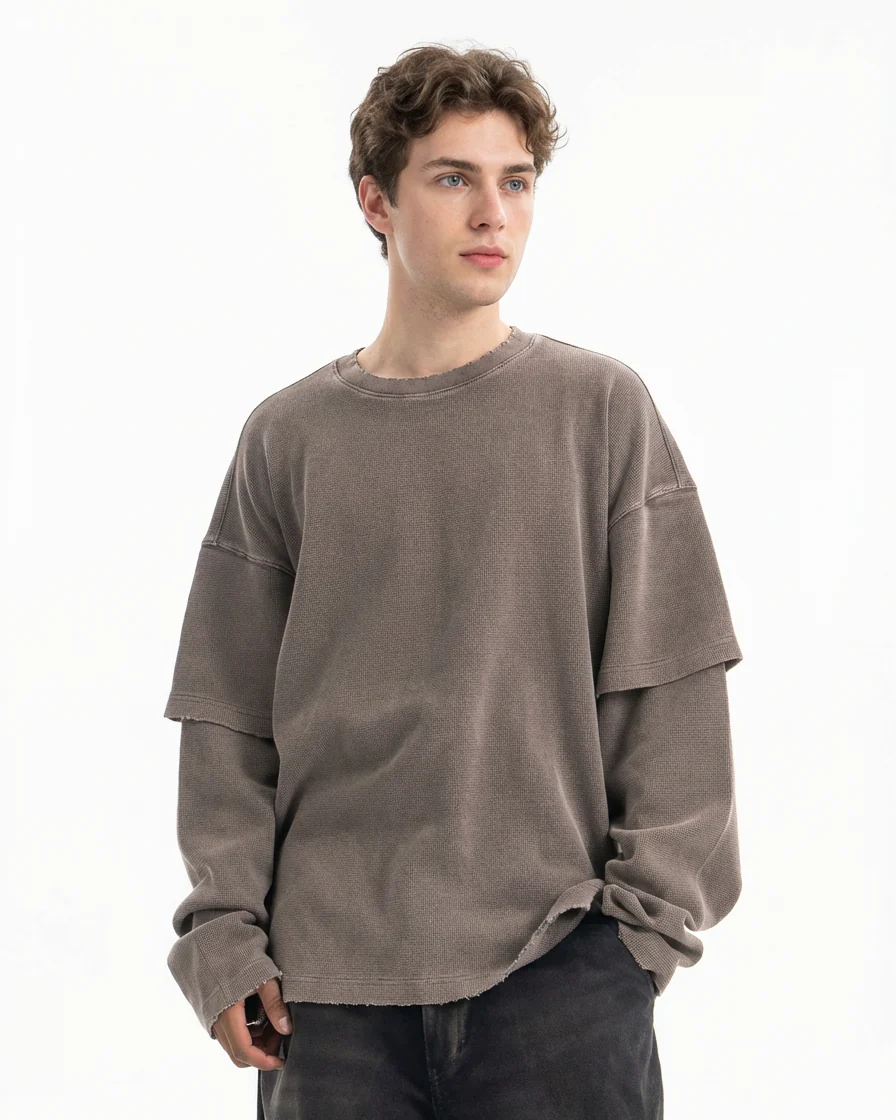 Waffle Layered Vintage Tee - Image 4