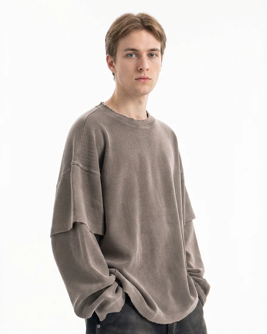 Waffle Layered Vintage Tee - Image 5