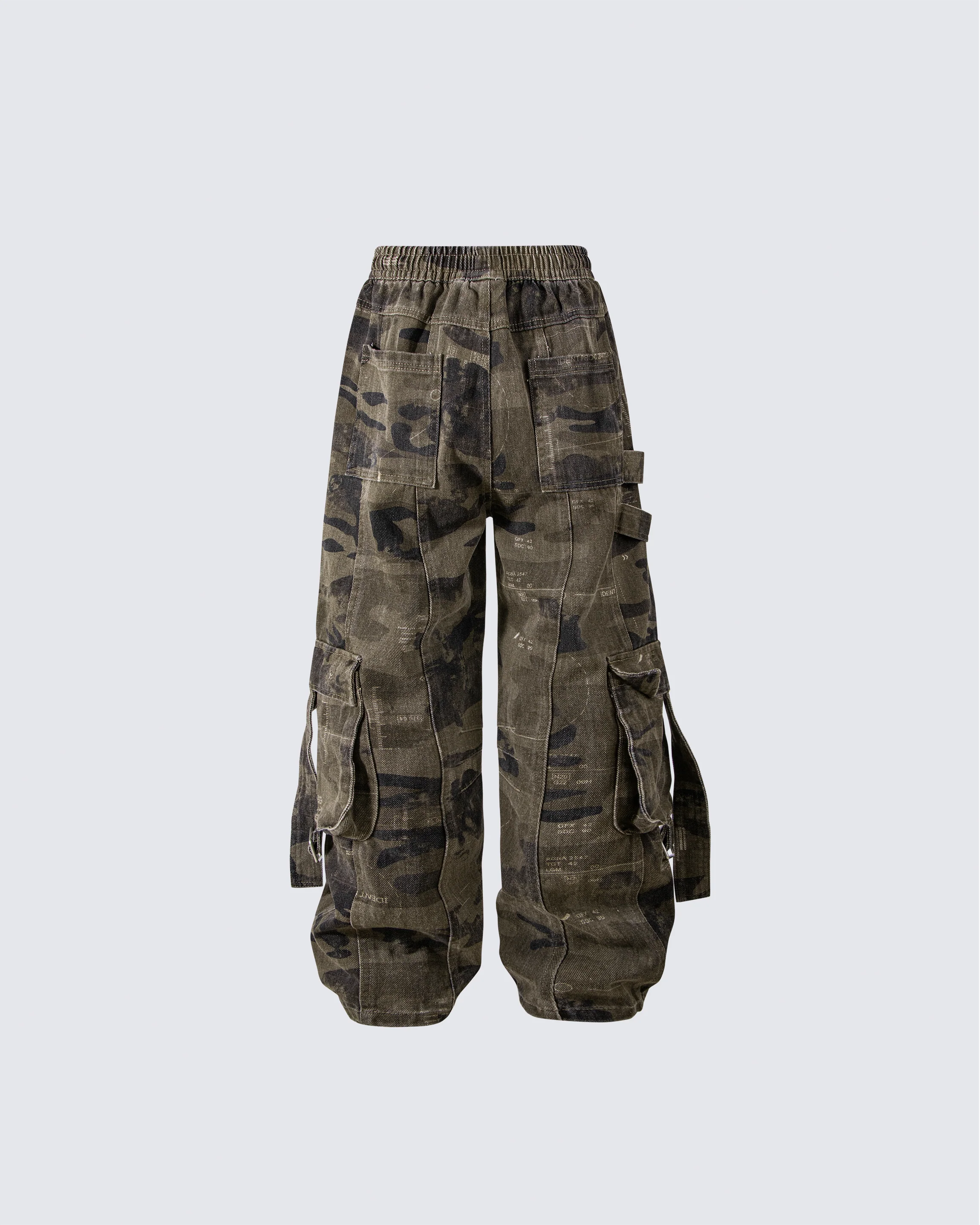 Washed Camo Multi-Pocket Cargo Pants - Image 2