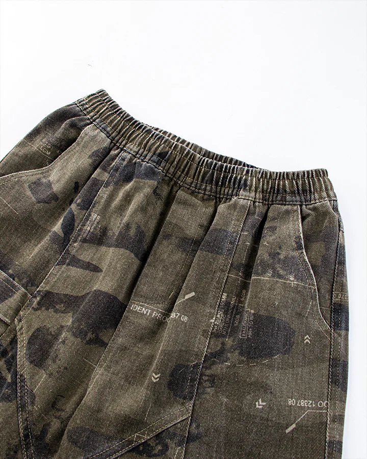 Washed Camo Multi-Pocket Cargo Pants - Image 3