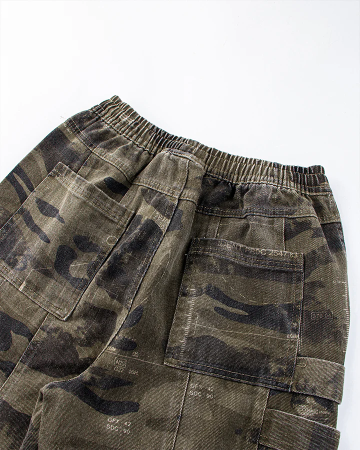 Washed Camo Multi-Pocket Cargo Pants - Image 4