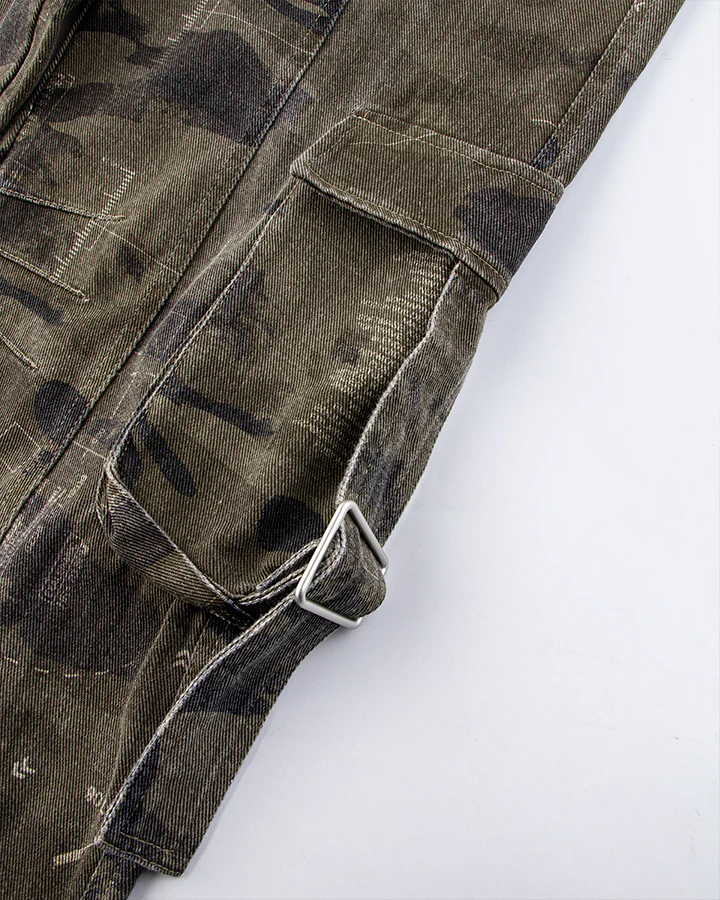 Washed Camo Multi-Pocket Cargo Pants - Image 6