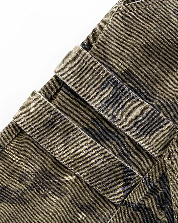 Washed Camo Multi-Pocket Cargo Pants - Image 7