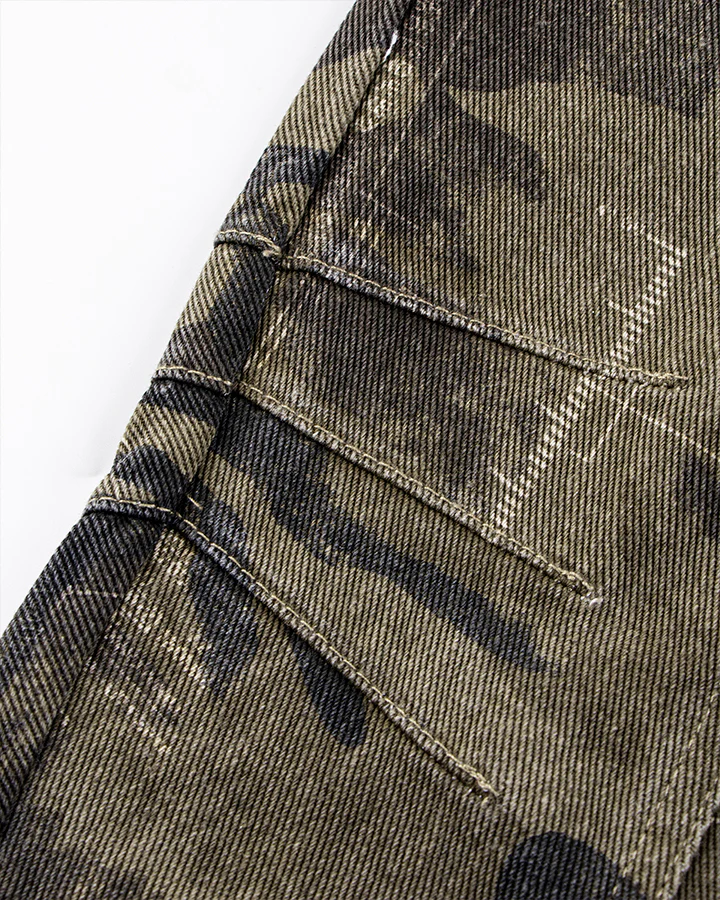 Washed Camo Multi-Pocket Cargo Pants - Image 8