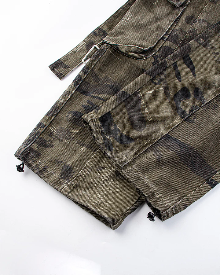 Washed Camo Multi-Pocket Cargo Pants - Image 9