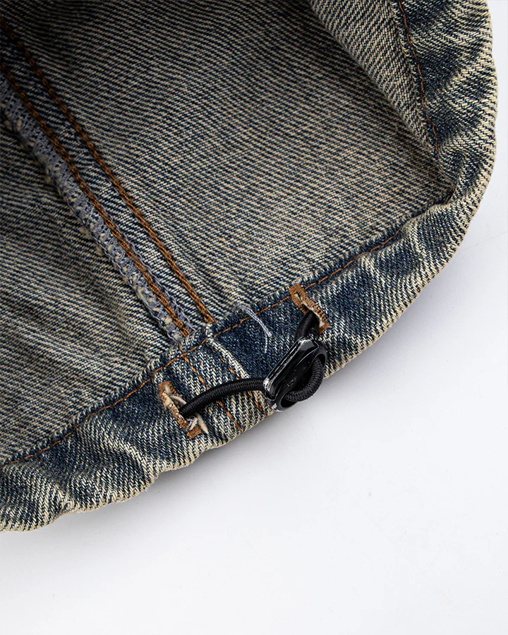 Washed Denim Multi-Pocket Cargo Pants - Image 11