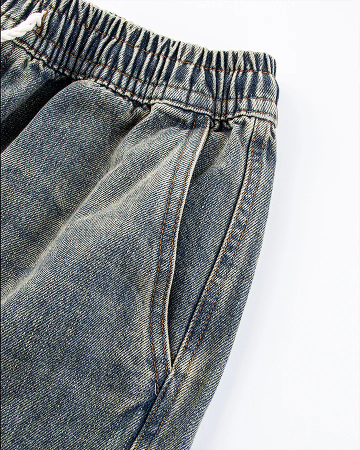 Washed Denim Multi-Pocket Cargo Pants - Image 5