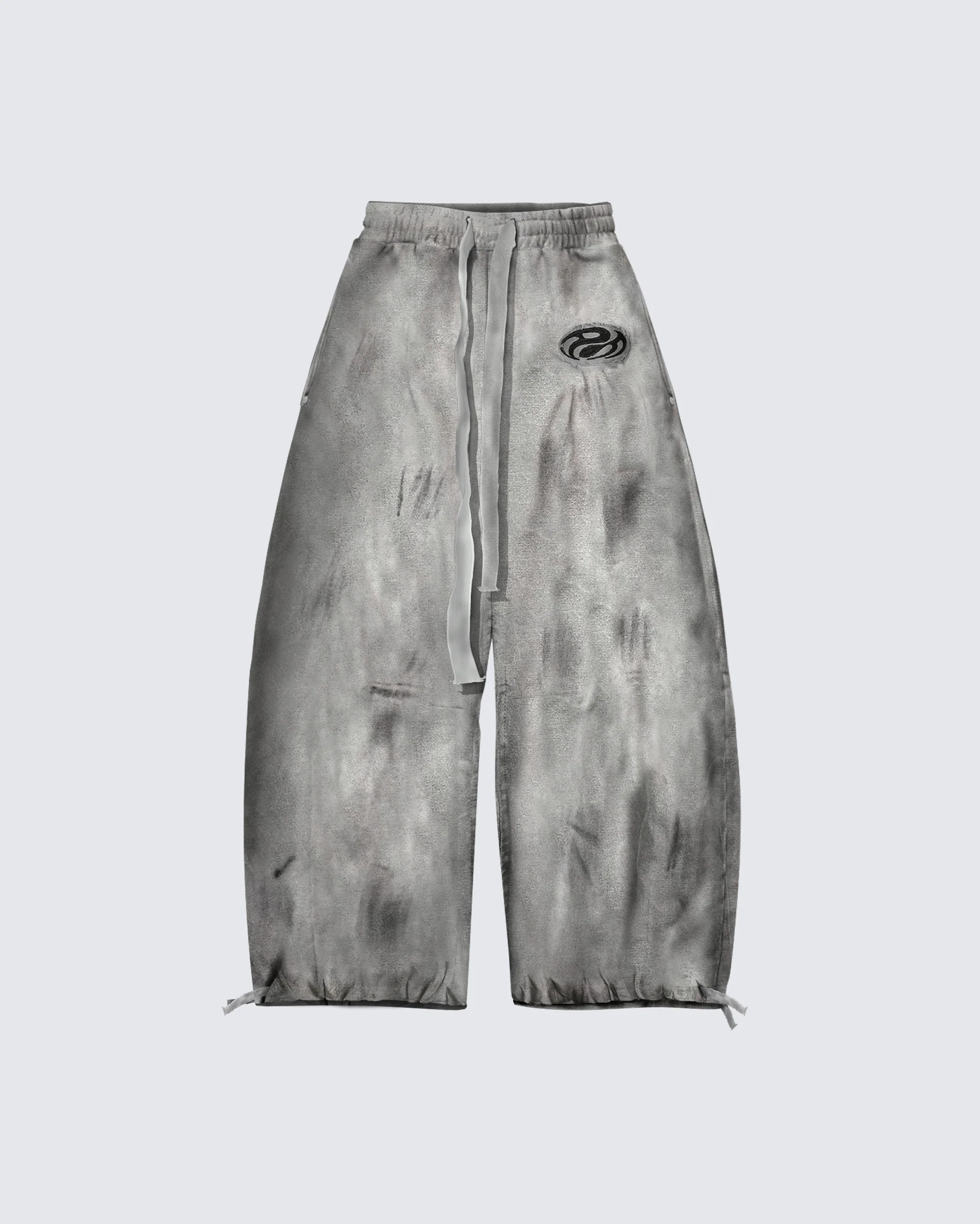 Distressed Dirty Curved-Cut Drawstring Sweatpants - Image 6