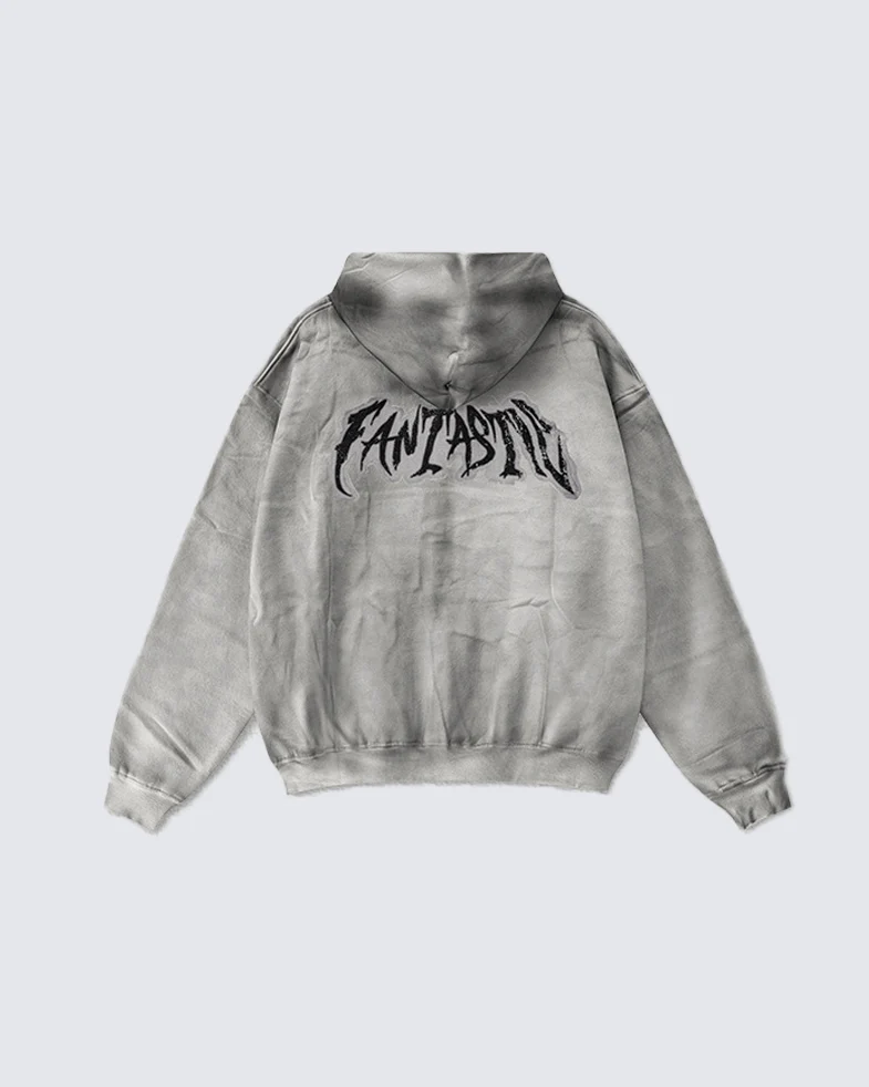 Washed Distressed Dirty Effect Pullover Hoodie - Image 2