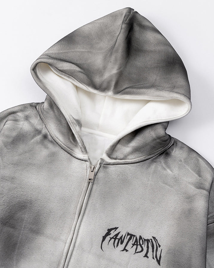 Washed Distressed Dirty Effect Pullover Hoodie - Image 3