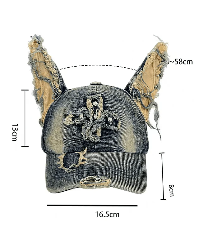 Washed Doberman-Ear Denim Cap - Image 3