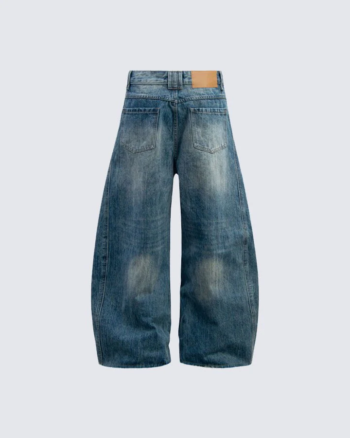 Washed Faded Curved Jeans - Image 3