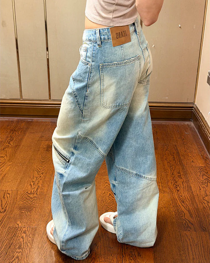 Washed Faded Distressed Irregular Denim - Image 2
