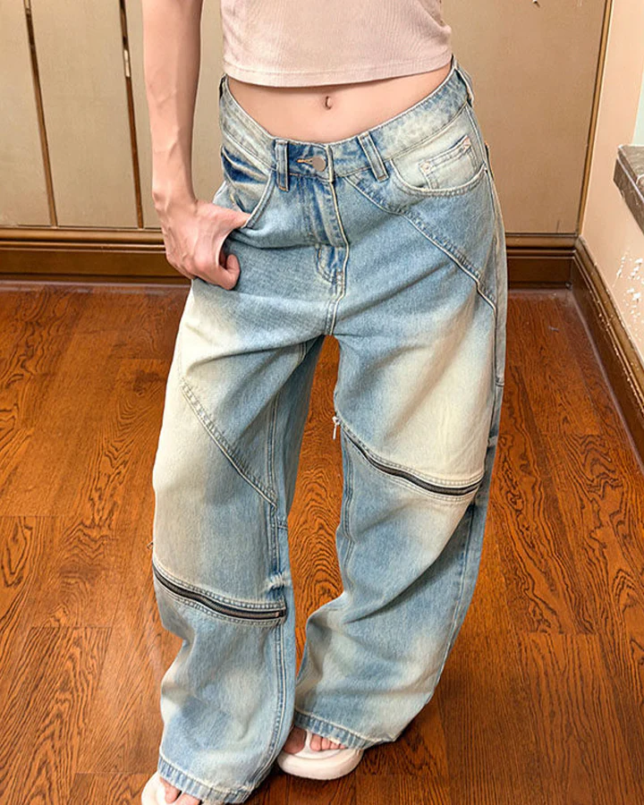Washed Faded Distressed Irregular Denim - Image 3