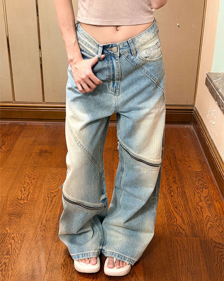 Washed Faded Distressed Irregular Denim - Image 4