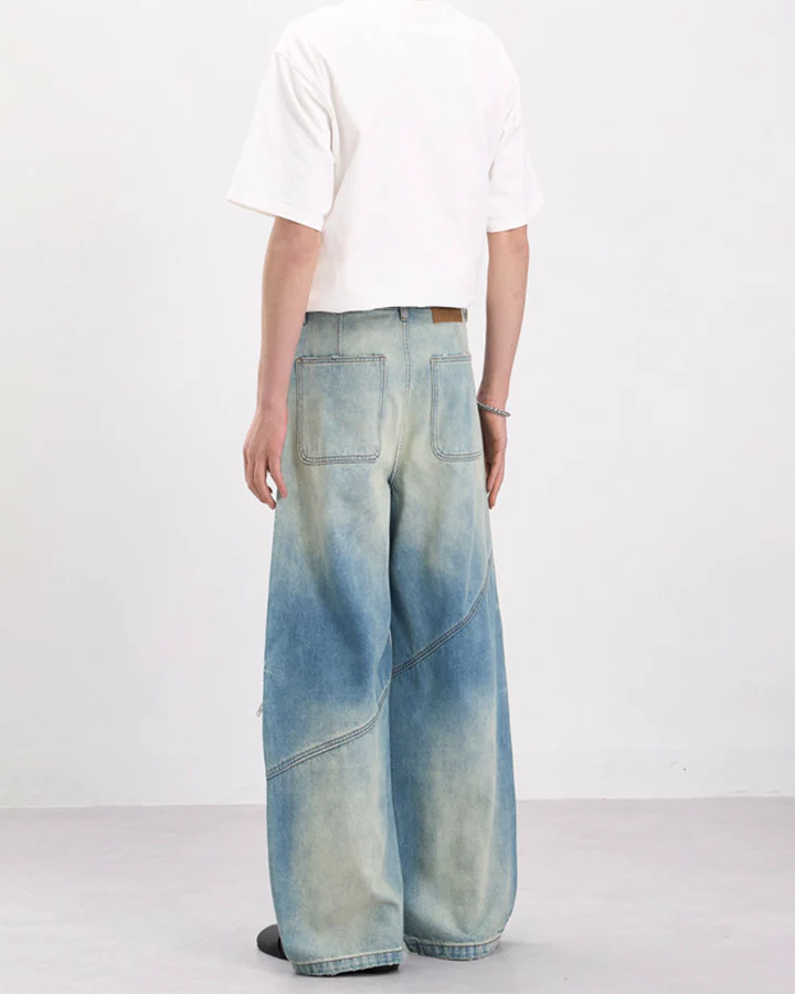 Washed Faded Distressed Irregular Denim - Image 6