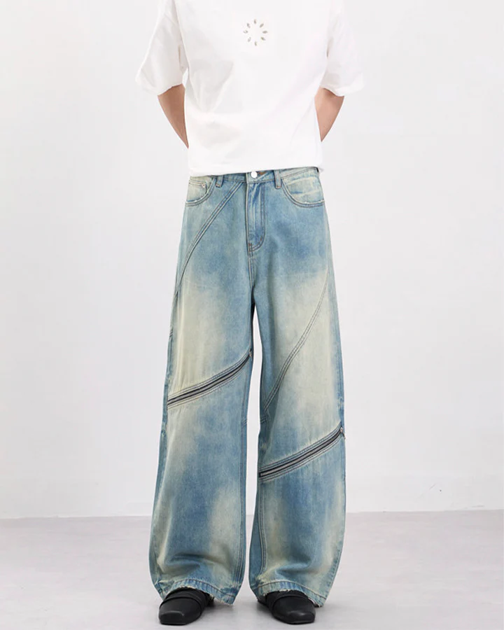 Washed Faded Distressed Irregular Denim - Image 7