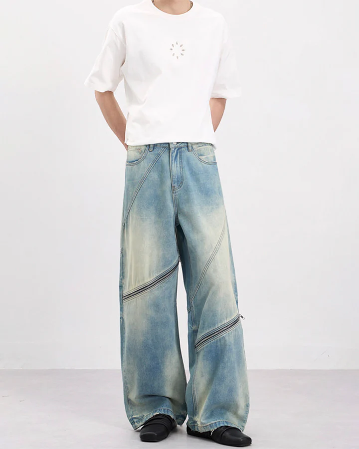 Washed Faded Distressed Irregular Denim - Image 8