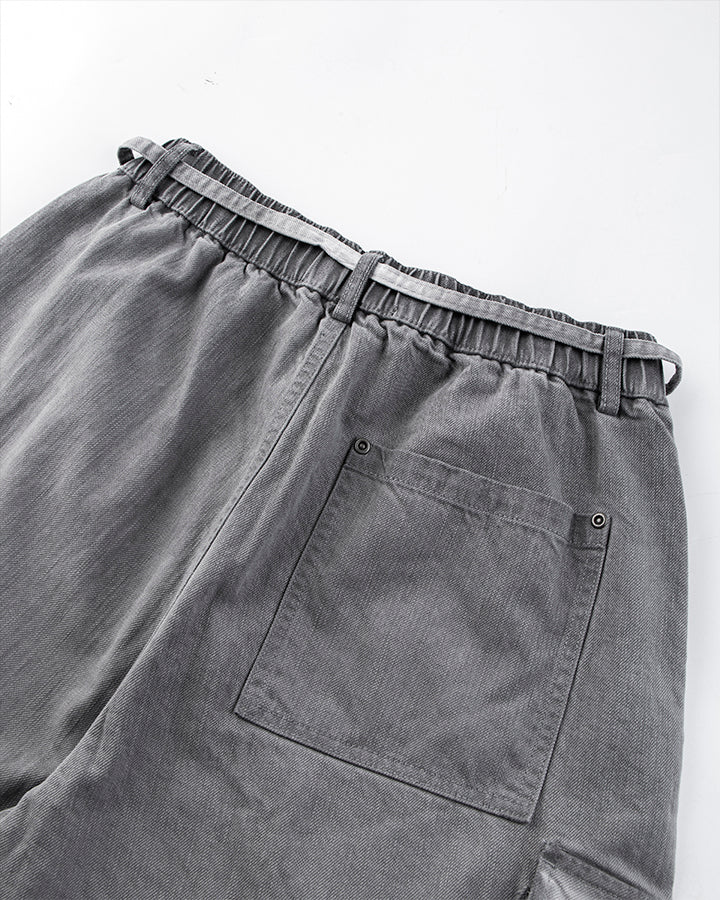Washed Grey Multi-Pocket Cargo Pants - Image 4
