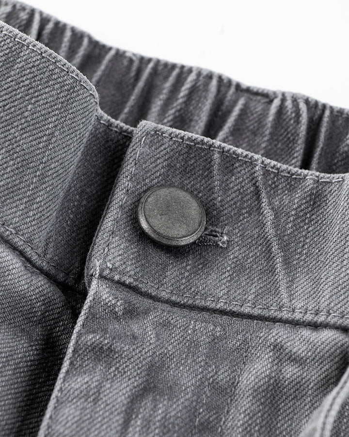 Washed Grey Multi-Pocket Cargo Pants - Image 5