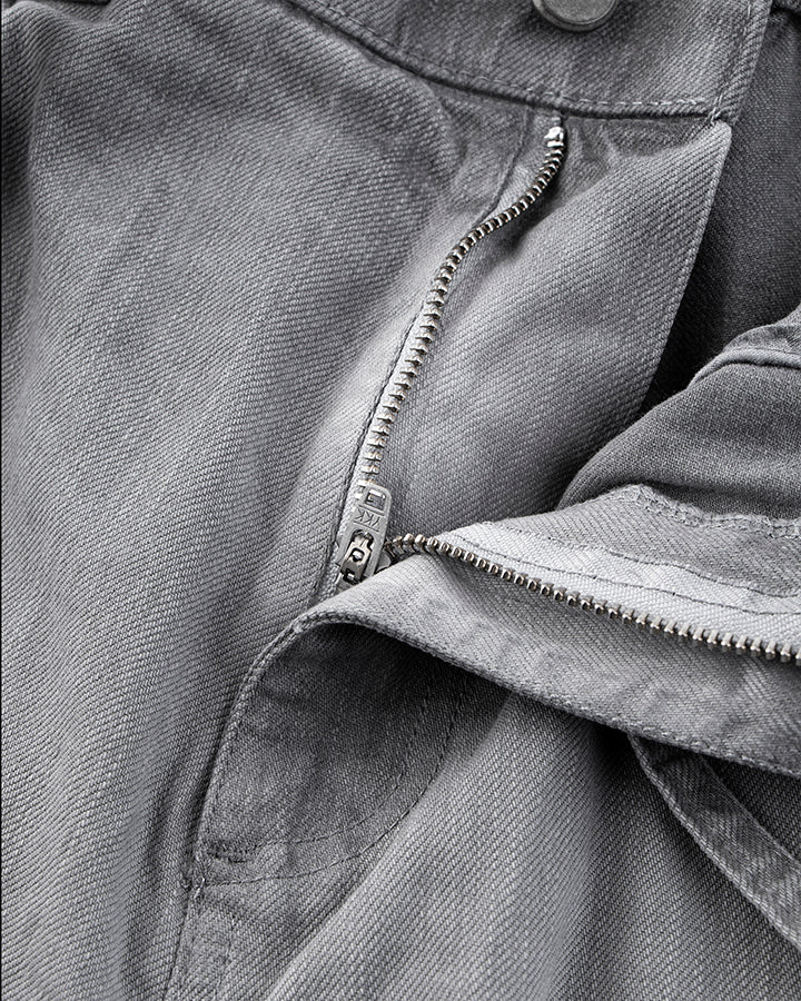 Washed Grey Multi-Pocket Cargo Pants - Image 6