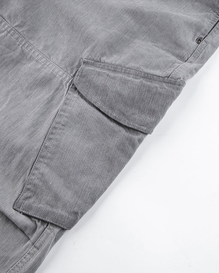 Washed Grey Multi-Pocket Cargo Pants - Image 8