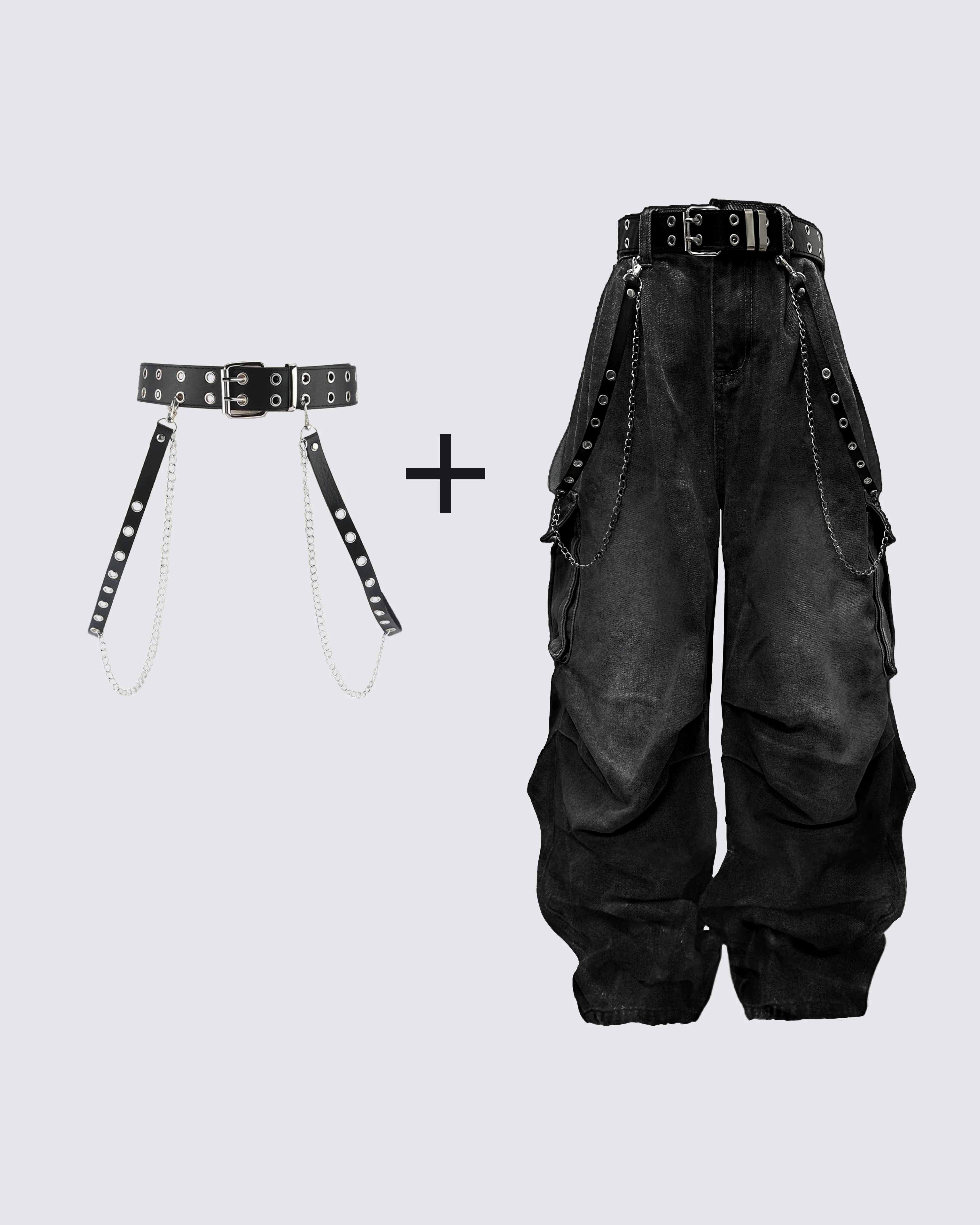 Washed Pocket Cargo Pants（Free Belt and Chain Included） - Image 5