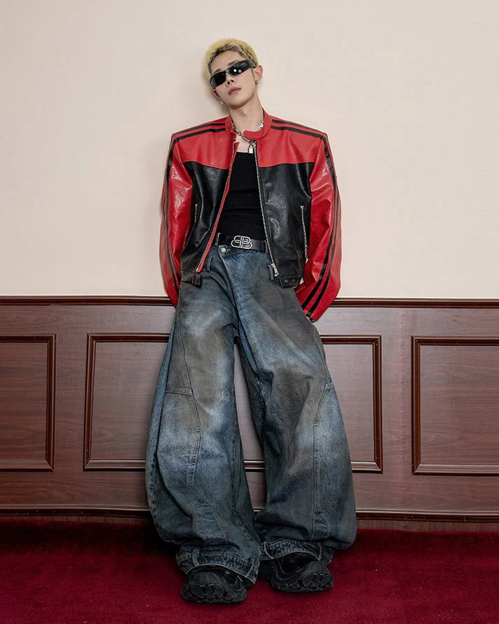 Washed Reverse-Waist Wide-Leg Jeans - Image 7