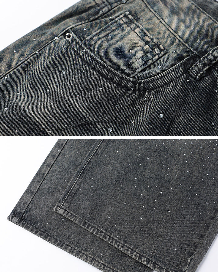 Washed Rhinestone Balloon Leg Jeans - Image 5